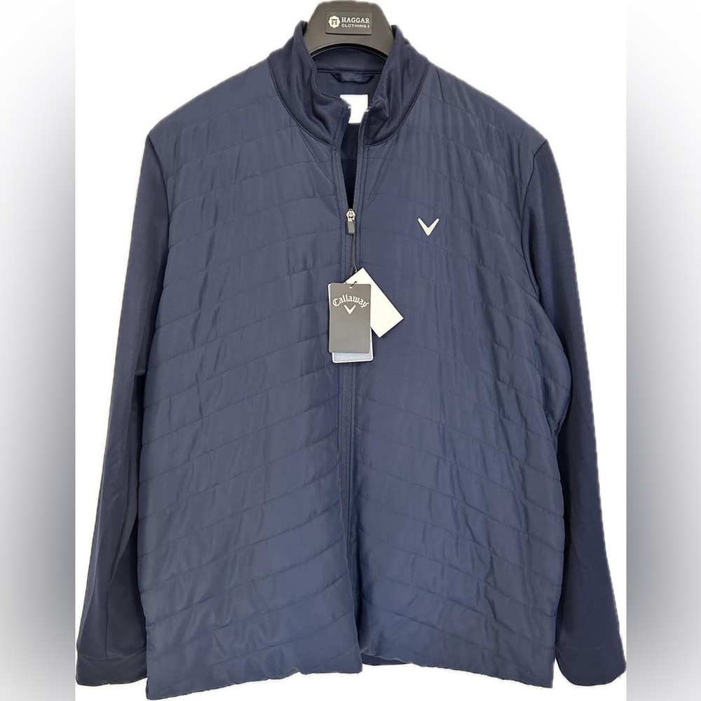 NWT Callaway Golf quilted men’s jacket for lightweight warmth; full-zip jacket